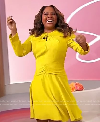 Sherri’s yellow twist front dress on Sherri