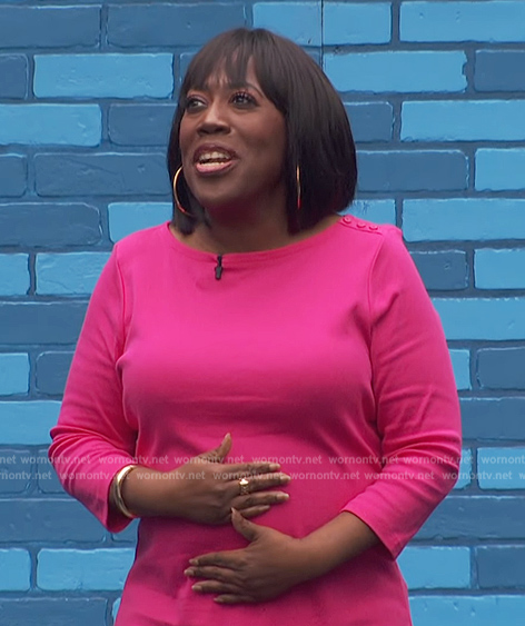 Sheryl’s pink button shoulder top on The Talk