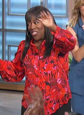 Sheryl’s red floral print blouse on The Talk