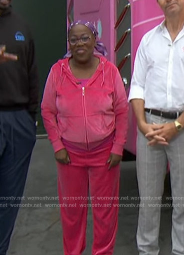 Sherri’s pink plush sweatshirt on The Talk