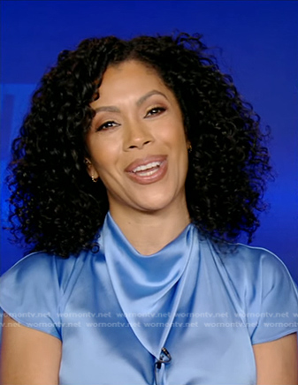 Shirleen Allicot’s blue satin top on Good Morning America