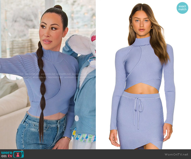 Simkhai Camila Cut Out Turtleneck worn by Angie Katsanevas on The Real Housewives of Salt Lake City