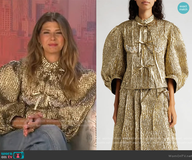 Simone Rocha Embellished Crop Balloon Sleeve Jacket worn by Marisa Tomei on Extra