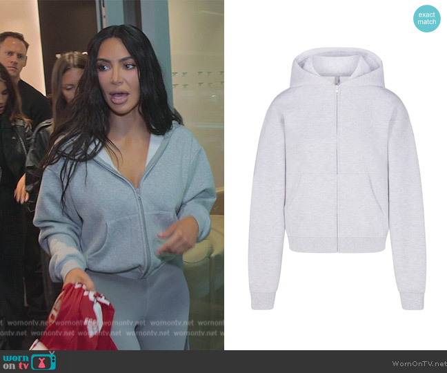 Skims Classic Zip Hoodie worn by Kim Kardashian (Kim Kardashian) on The Kardashians