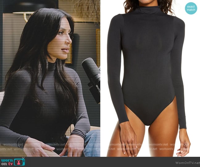 Skims Essential Mock Neck Long Sleeve Bodysuit worn by Kim Kardashian (Kim Kardashian) on The Kardashians