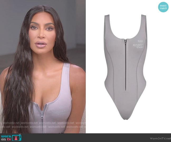 Skims Scoop Neck One Piece worn by Kim Kardashian (Kim Kardashian) on The Kardashians