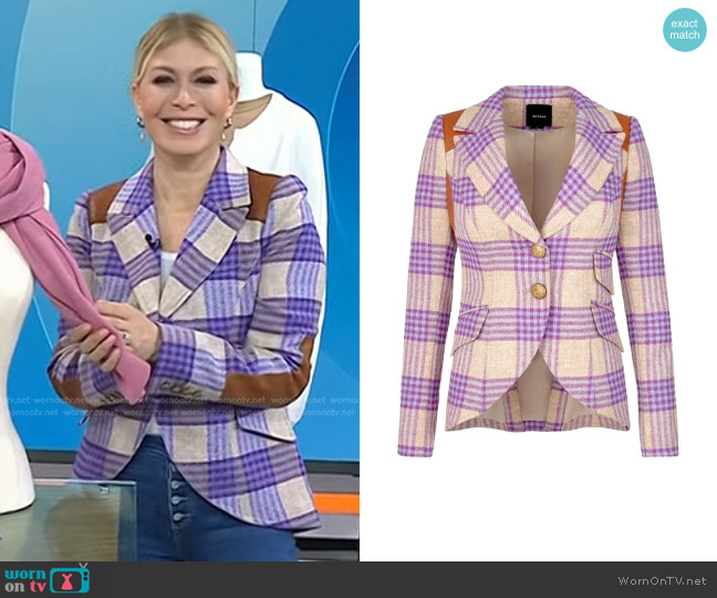 Smythe Plaid Leather Rifle Patch Wool Equestrian Blazer worn by Jill Martin on Today