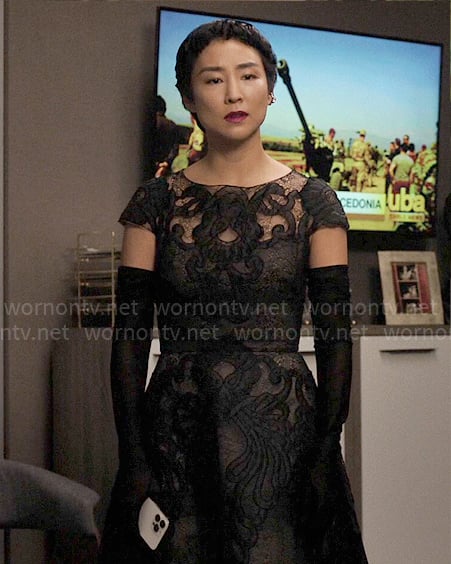 Stella’s black lace gown on The Morning Show