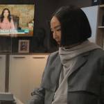 Stella’s grey pinstriped jacket on The Morning Show