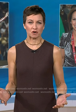 Stephanie’s brown ribbed sleeveless dress on Today