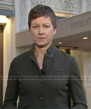 Stephanie’s dark green jacket on Today