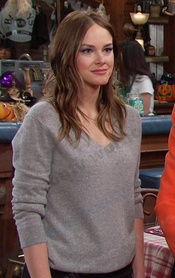 Stephanie’s grey v-neck sweater on Days of our Lives
