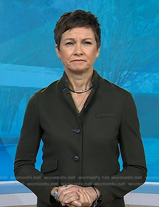 Stephanie’s dark green jacket on Today