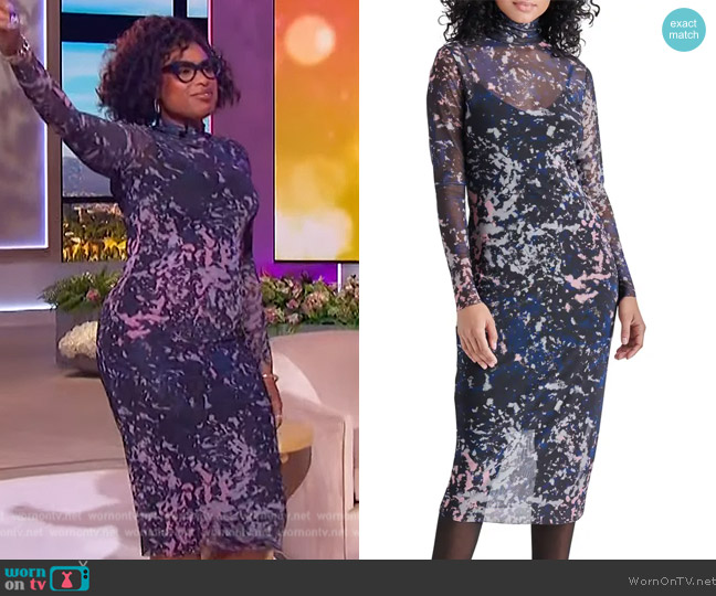 Steve Madden Vivienne Long Sleeve Mesh Midi Dress worn by Jennifer Hudson on The Jennifer Hudson Show