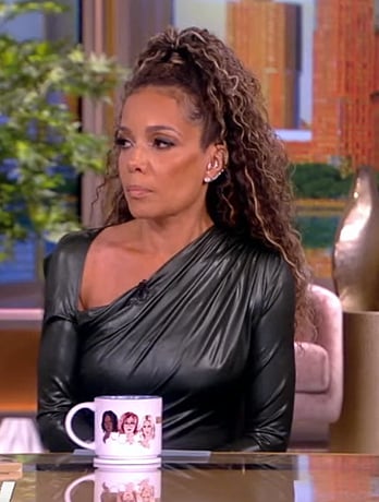 Sunny’s leather asymmetric dress on The View