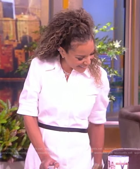 Sunny’s white belted shirtdress on The View