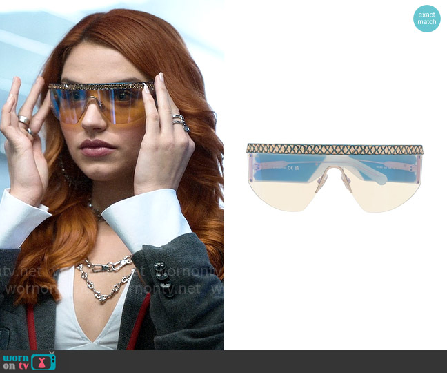 Swarovski crystal-embellished square frame sunglasses worn by Chloe (Mirela Balic) on Elite