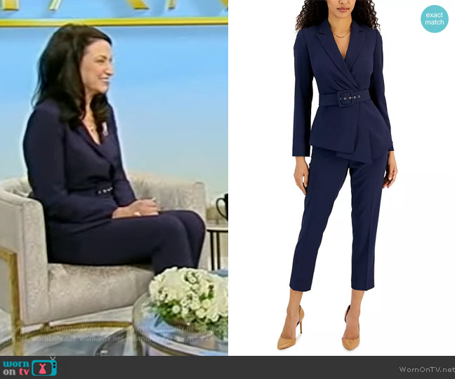 Tahari ASL Belted Pantsuit worn by Karen Kirk on Tamron Hall Show
