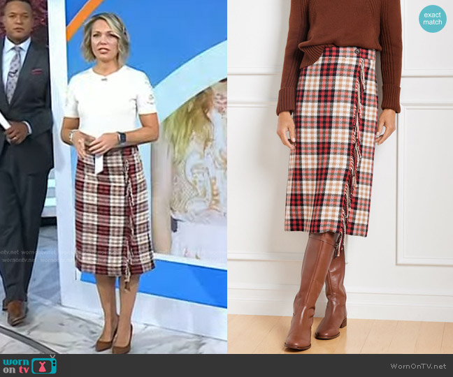 Talbots Fringe Wrap Skirt in Amazing Plaid worn by Dylan Dreyer on Today