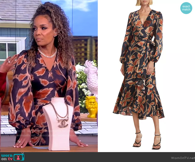 Tanya Taylor Blaire Floral Wrap Dress worn by Sunny Hostin on The View