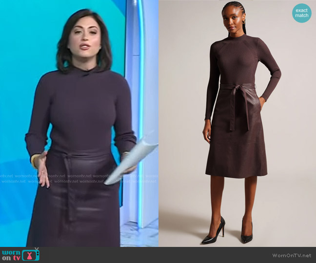 Ted Baker Alltaa Dress in Maroon worn by Chloe Melas on Today