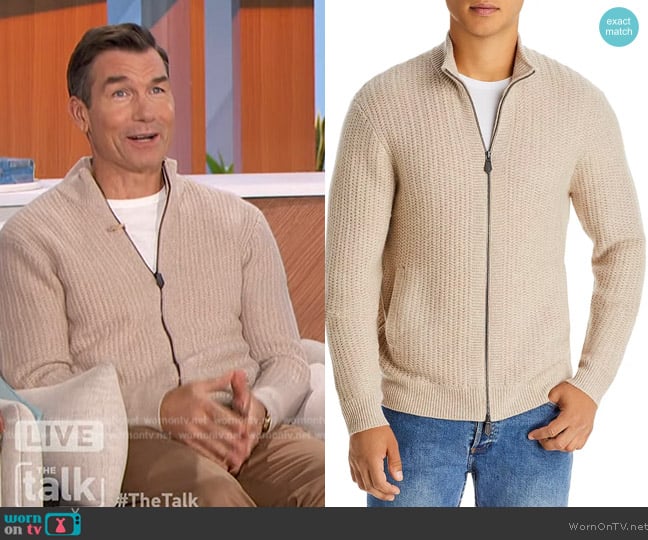 The Men's Store Textured Full Zip Mock Neck Sweater worn by Jerry O'Connell on The Talk