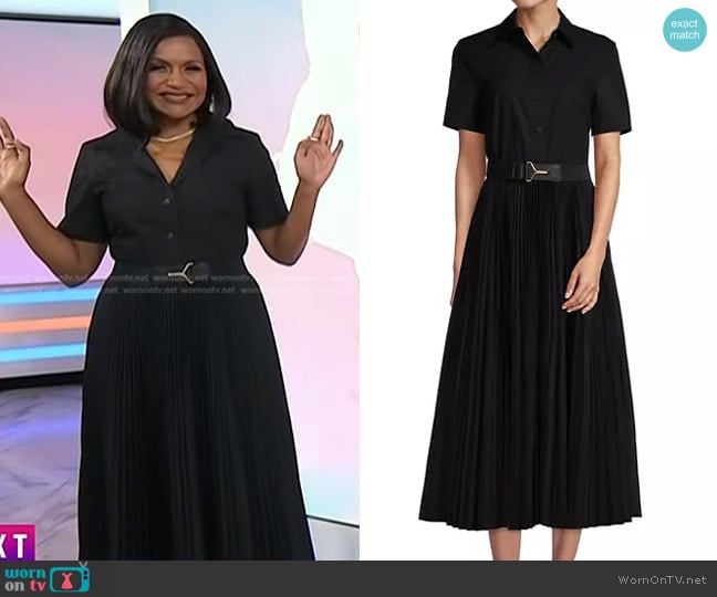 Tory Burch Poplin Belted Pleated Shirtdress worn by Mindy Kaling on Today