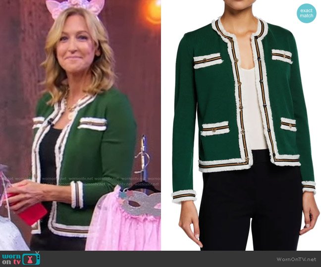 Tory Burch Kendra Fringe Cardigan worn by Lara Spencer on Good Morning America