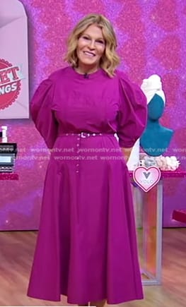 Tory’s pink belted puff sleeve dress on Good Morning America