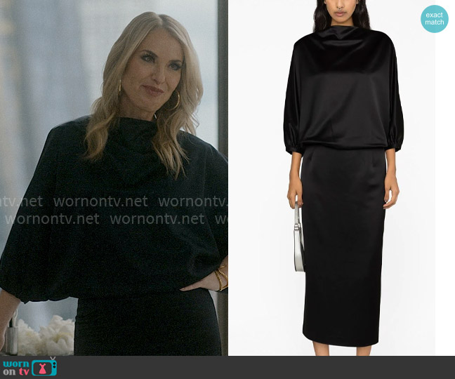 Toteme Draped High Neck Dress worn by Ashleigh (Leslie Grossman) on American Horror Story