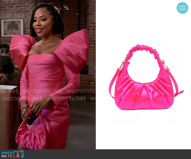 Urban Expressions Stormi Ruched Satin Bag worn by Andrea Barnes (Kj Smith) on Tyler Perrys Sistas