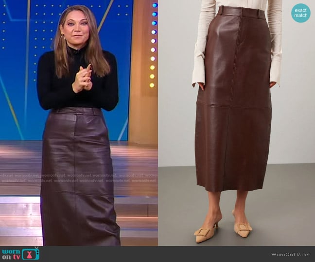 Veda Leather Maxi Skirt worn by Ginger Zee on Good Morning America
