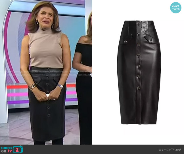 Veronica Beard Barrie Faux Leather Midi Skirt worn by Hoda Kotb on Today
