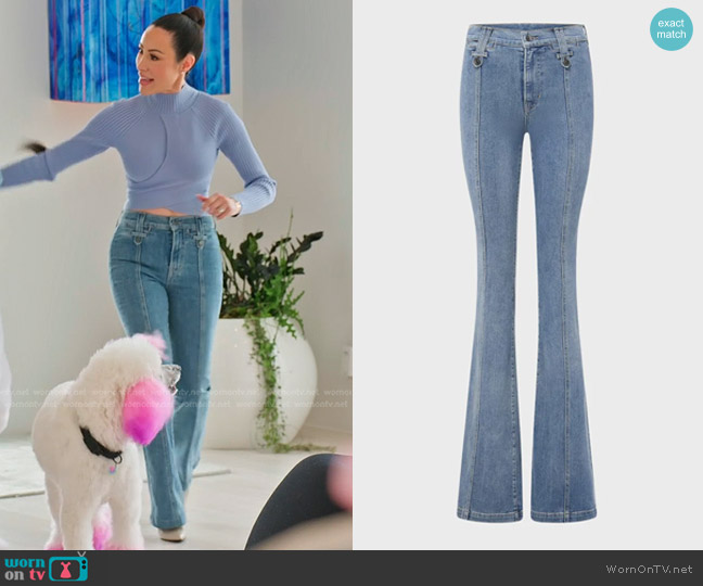 Veronica Beard Beverly High-Rise Skinny Flare Jeans worn by Angie Katsanevas on The Real Housewives of Salt Lake City