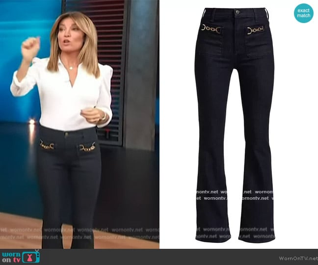 Veronica Beard Hania Top worn by Kit Hoover on Access Hollywood
