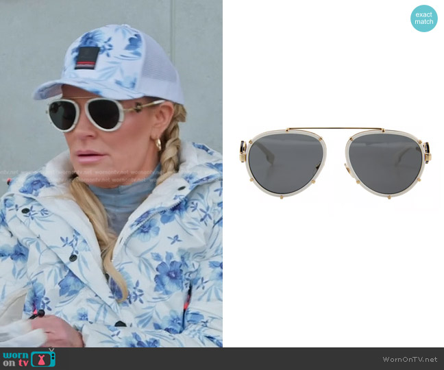 Versace Aviator sunglasses worn by Heather Gay on The Real Housewives of Salt Lake City