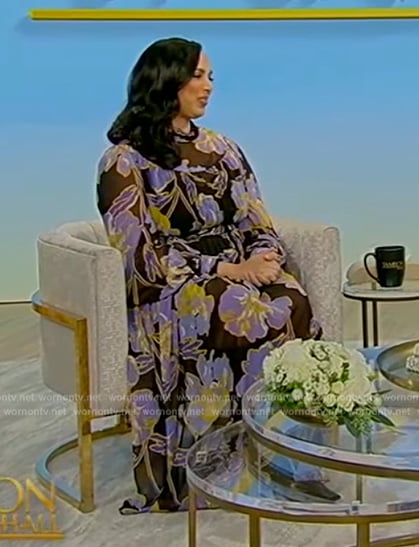Versha Sharma’s floral print sheer dress on Tamron Hall Show