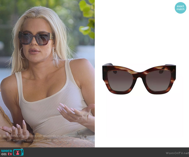 Victoria Beckham 51MM V Plaque Butterfly Sunglasses worn by Khloe Kardashian (Khloe Kardashian) on The Kardashians