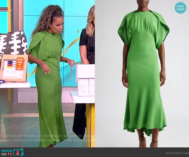 Victoria Beckham Gathered Dolman Sleeve Dress worn by Sunny Hostin on The View