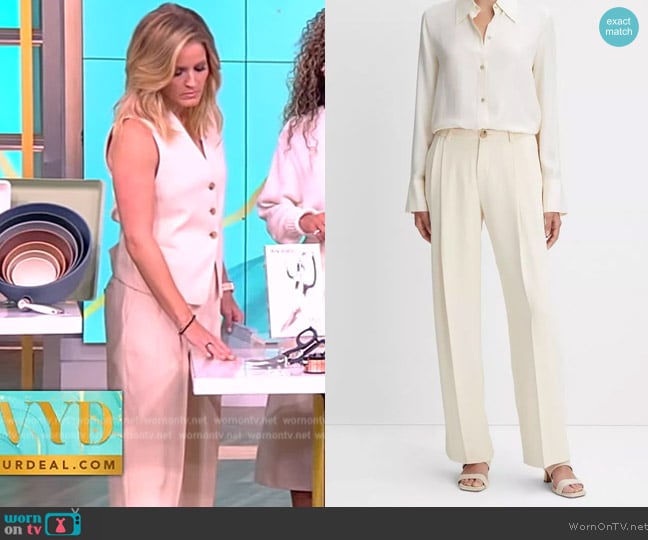 Vince Drop-Waist Pleated Crepe Trouser worn by Sara Haines on The View