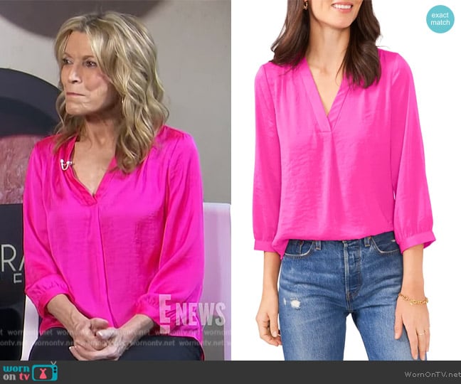 Vince Camuto Rumple Fabric Blouse worn by Vanna White on E! News
