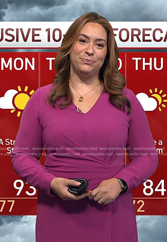 Violeta’s pink v-neck dress on NBC News Daily