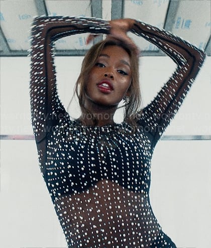 Vivian’s sheer black embellished dress on American Horror Stories