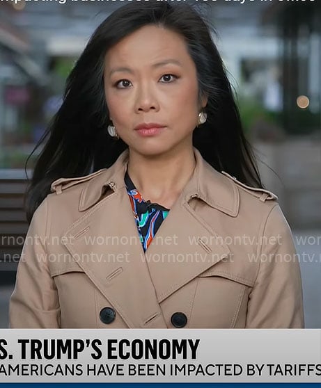 Weijia Jiang’s trench coat on CBS Mornings
