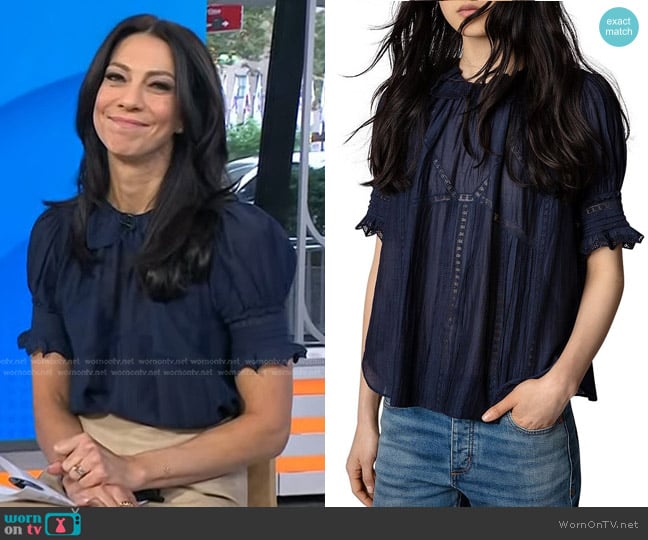 Zadig & Voltaire Tupel Lace Trim Ruffled Blouse worn by Dr. Natalie Azar on Today