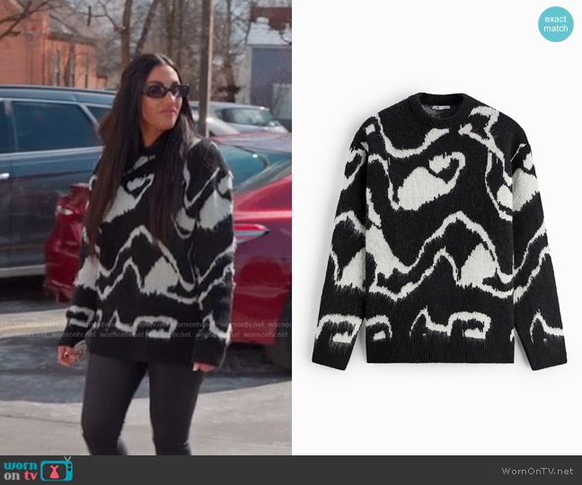Zara Abstract Jacquard Sweater worn by Monica Garcia on The Real Housewives of Salt Lake City