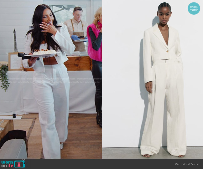 Zara Line Blend Crop Blazer worn by Monica Garcia on The Real Housewives of Salt Lake City