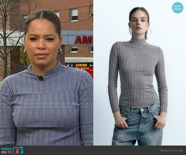 Zara Mock Neck Ribbed Knit Sweater worn by Antonia Hylton on NBC News Daily