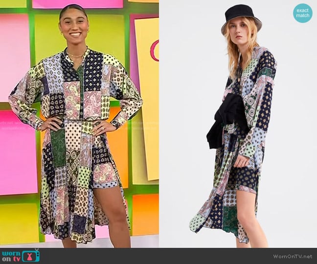 Zara Patchwork Printed Shirt worn by Ally Love on Today