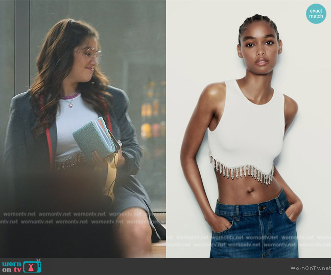 Zara Seamless Rhinestone Top worn by (Nadia Al Saidi) on Elite